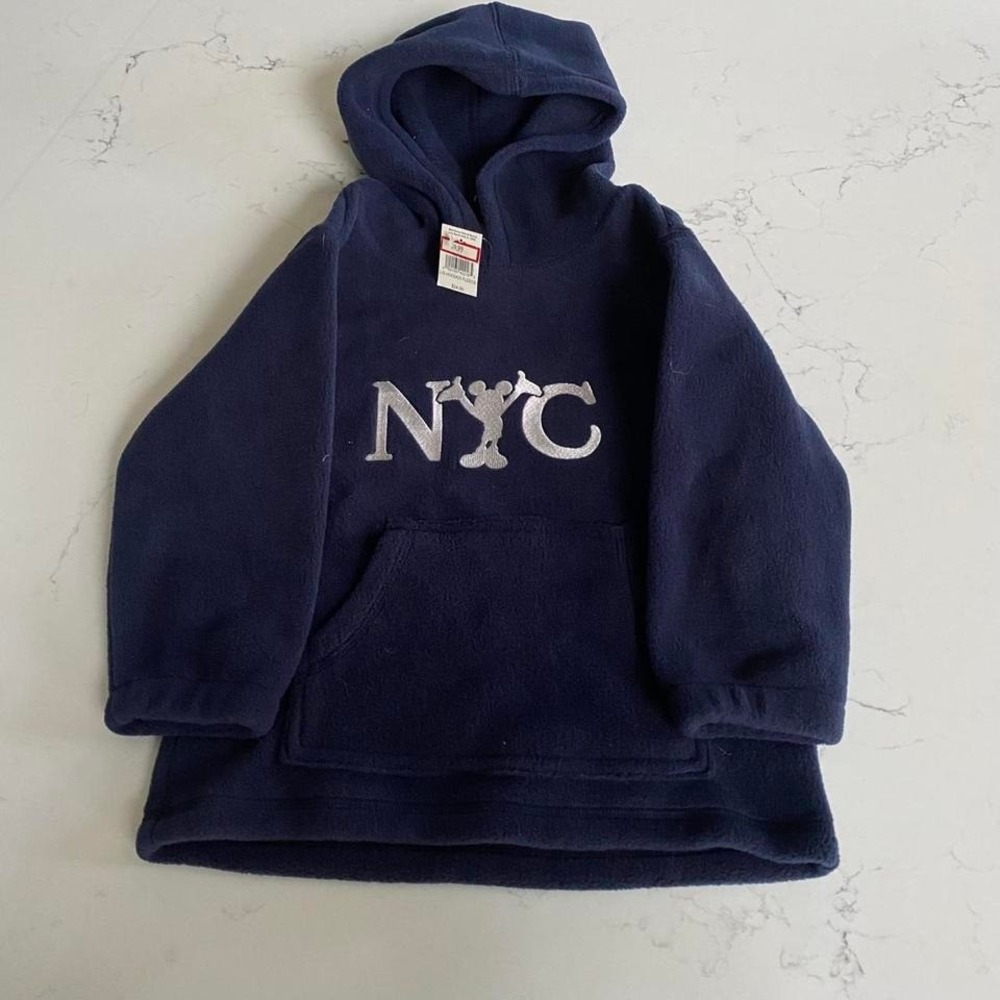 NWT Disney NYC World of Disney‎ Toddler Hoodie Fleece Pullover XXS (2/3) Navy